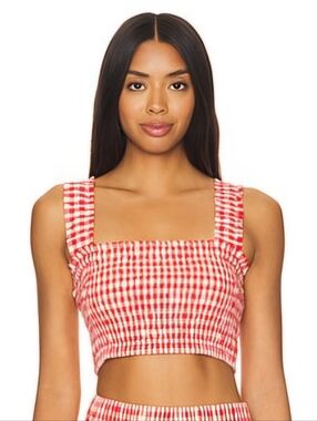 NWT RHODE Red Gingham Crop Top Size XS